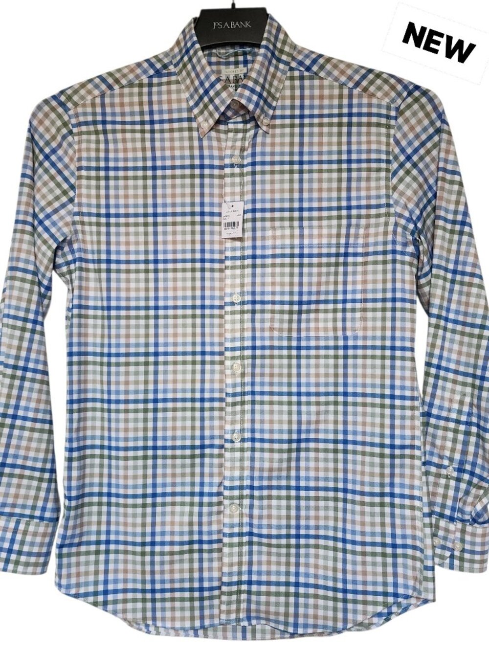 Small Checked Shirt Blue Multicolor Jos A Bank New Tailored Fit Performance Sz S